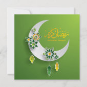 Papierschnitt Ramadan Crescent Moon und Lanterns Einladung (Vorderseite)