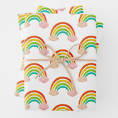 Papierschnitt Regenbogen und rosa Wolken Geschenkpapier Set (Beispiel)