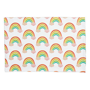 Papierschnitt Regenbogen und rosa Wolken Kissenbezug