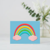 Papierschnitt Regenbogen und rosa Wolken Postkarte (Stehend Vorderseite)