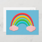 Papierschnitt Regenbogen und rosa Wolken Postkarte (Vorne/Hinten)