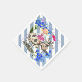 Papierschuhe, blaue und weiße Streifen Serviette (Ecke)