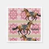 Papierschuhe, rosa Pferde Serviette (Vorderseite)