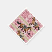 Papierschuhe, rosa Pferde Serviette (Ecke)
