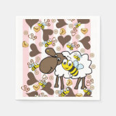 Papierschuhe, rosa und weiße Streifen Schafe Serviette (Vorderseite)