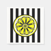 Papierschuhe, schwarze und weiße Streifen, Zitrone Serviette (Vorderseite)