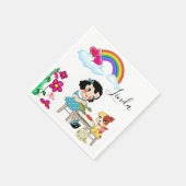 Papierschuhe, Vintage Rainbow Dog Cat Serviette (Ecke)