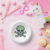 Papierschüsseln aus grünem Skull Pappteller (Party)