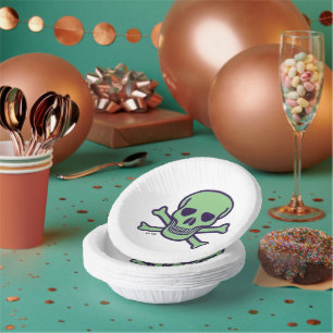 Papierschüsseln aus grünem Skull Pappteller