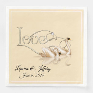 Papierschwäne der Napkins-Liebe Serviette