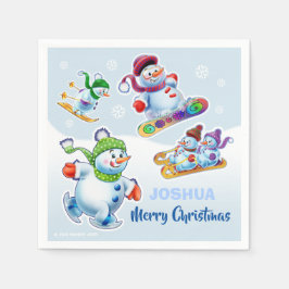 Papierserviere niedliche Weihnachtsschneemänner Serviette