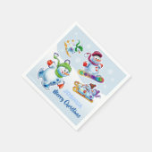 Papierserviere niedliche Weihnachtsschneemänner Serviette (Ecke)