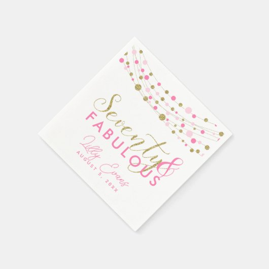 Papierservierung aus dem 70. Party, Glitzer aquama Serviette (Ecke)