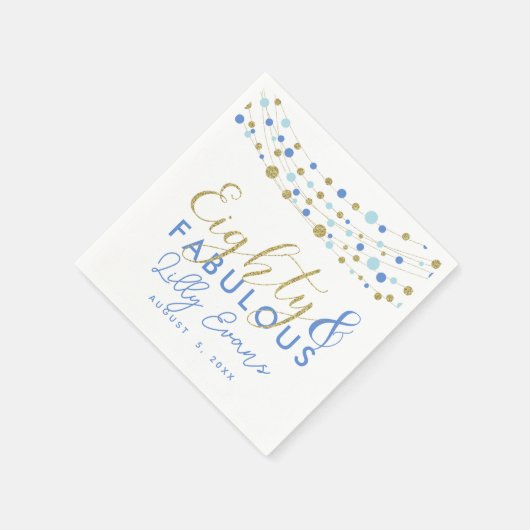 Papierservierung aus dem 80. Party, Glitzer aquama Serviette (Ecke)