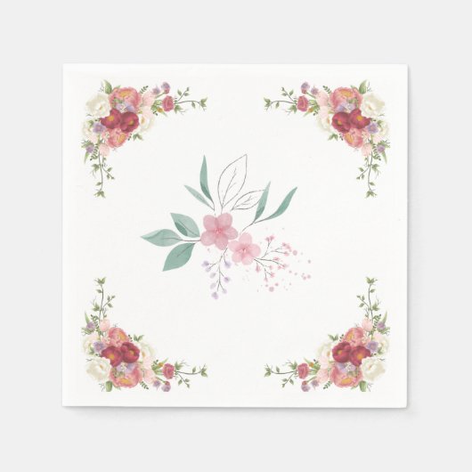 Papierserviette floral für Hochzeiten (Vorderseite)