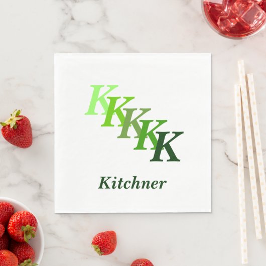 Papierserviette - Initialen mit Namen im Grün (Beispiel)
