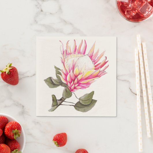 Papierserviette mit King Protea (Beispiel)