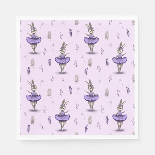 Papierserviette mit niedlichem Ballerina-Hasen. (Vorderseite)