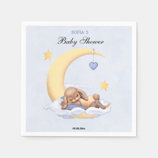 Papierserviette mit niedlichem Hasen. (Vorderseite)