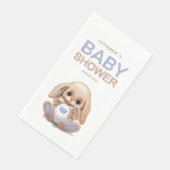 Papierserviette mit niedlichem Hasen für Babydusch (Ecke)