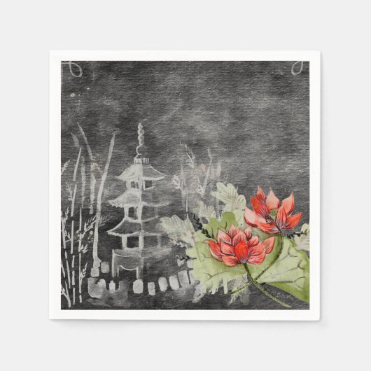 Papierservietten Asiatische Blume (Vorderseite)