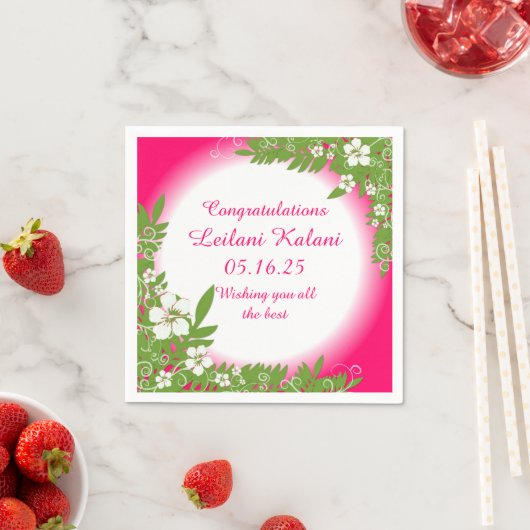 Papierservietten aus hawaiianischem Rosa Hibiskus (Beispiel)