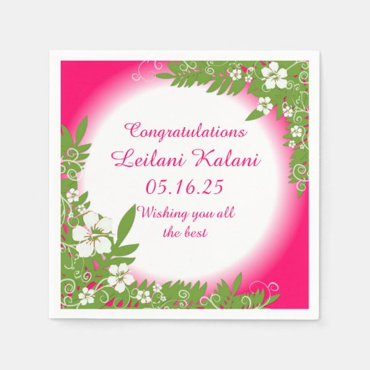 Papierservietten aus hawaiianischem Rosa Hibiskus (Vorderseite)