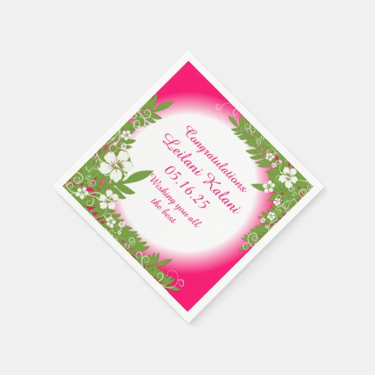 Papierservietten aus hawaiianischem Rosa Hibiskus (Ecke)