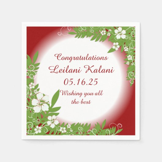 Papierservietten aus hawaiianischem Rotem Hibiskus (Vorderseite)