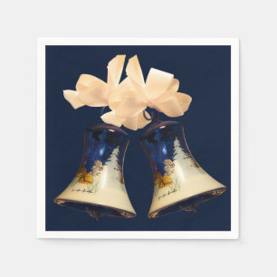 Papierservietten-blaue Weihnachtsklingel Bell Serviette