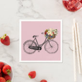 Papierservietten, Blume mit weißem Fahrrad, rosa Serviette (Beispiel)