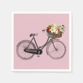 Papierservietten, Blume mit weißem Fahrrad, rosa Serviette (Vorderseite)