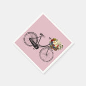 Papierservietten, Blume mit weißem Fahrrad, rosa Serviette (Ecke)