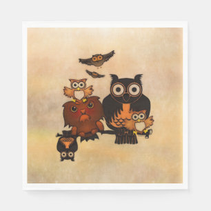 Papierservietten-Eulen-Familie Serviette