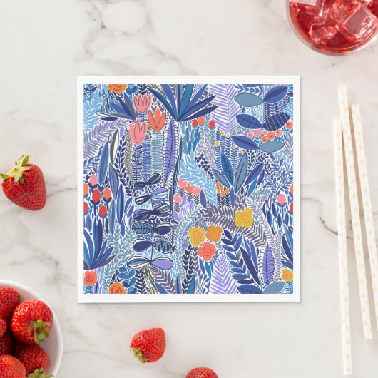 Papierservietten, exotisch blau auf weiß serviette (Beispiel)