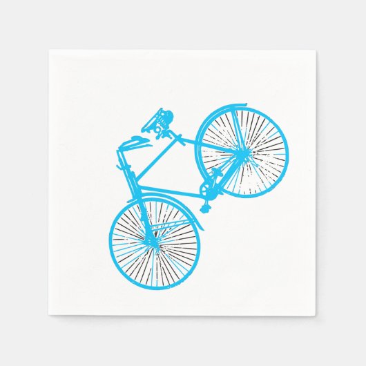 Papierservietten Fahrrad weiß blau (Vorderseite)