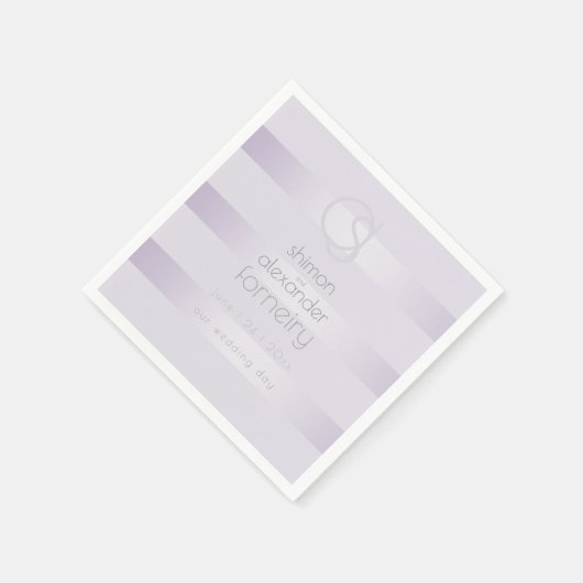 Papierservietten | Lilac Shimmer Stripes Monogramm (Ecke)