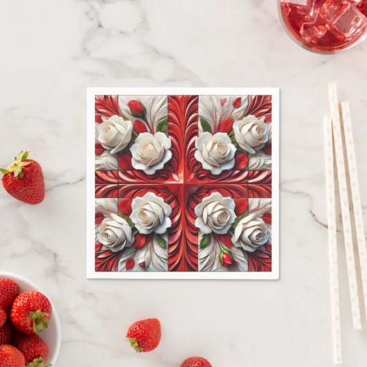 Papierservietten mit englischer Rose Design (Beispiel)