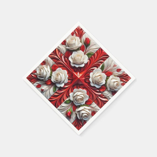 Papierservietten mit englischer Rose Design (Ecke)