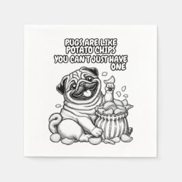 Papierservietten mit Mops- und Kartoffelchips