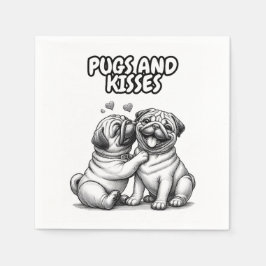 Papierservietten mit Mops und Küssen