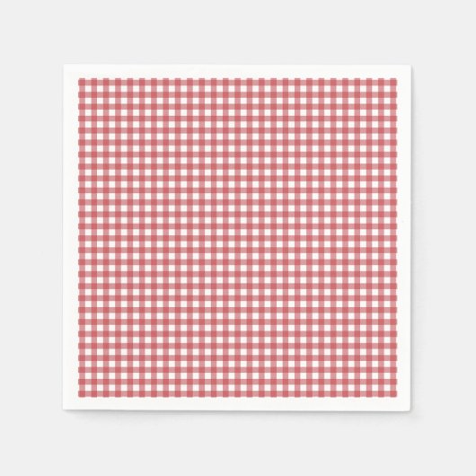 Papierservietten mit roten und weißen Gingham-Karo (Vorderseite)