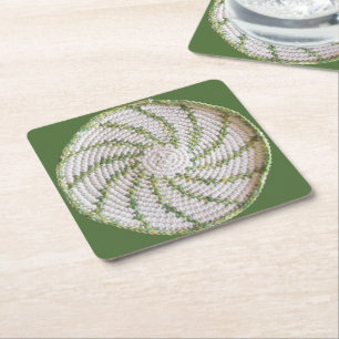 Papierset - Grüne Spirale gehäkelt Rechteckiger Pappuntersetzer
