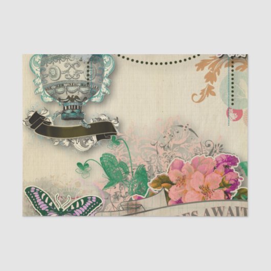 PapierShabby Chic, französisches Land, Vintag, Seidenpapier (Vorderseite)