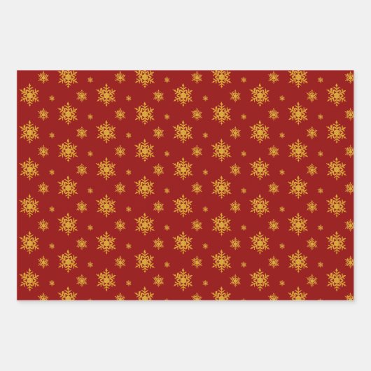 PAPIERSHEETS für tiefrote und goldene Schneeflocke Geschenkpapier Set (Vorderseite 3)
