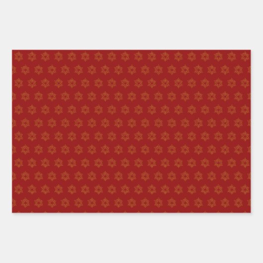 PAPIERSHEETS für tiefrote und goldene Schneeflocke Geschenkpapier Set (Vorderseite 2)