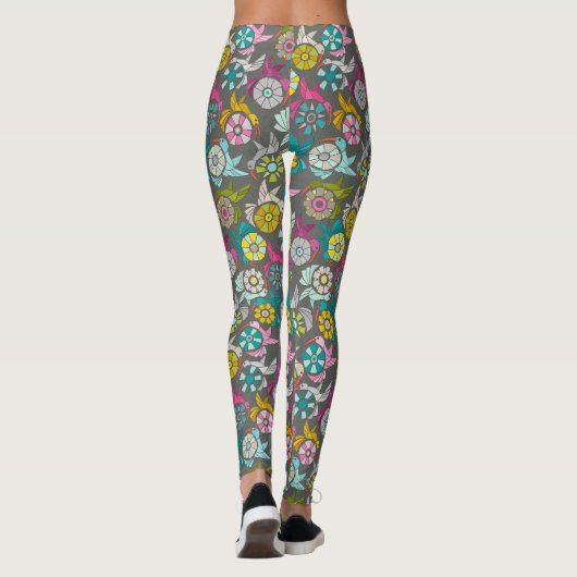 Papiersonnenvögel Graphit Leggings (Rückseite)