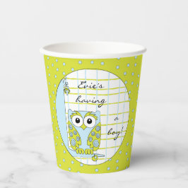Papiersorten "Blau/Grüne Owl" 8 oz. Pappbecher