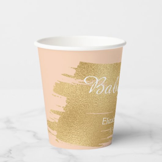 Papiersorten "Classic Gold/Pink" 8 oz. Pappbecher (Vorderseite)
