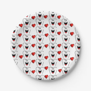 Papierspeiseteller Zahnarzt Zähne Rote Herzen Pappteller